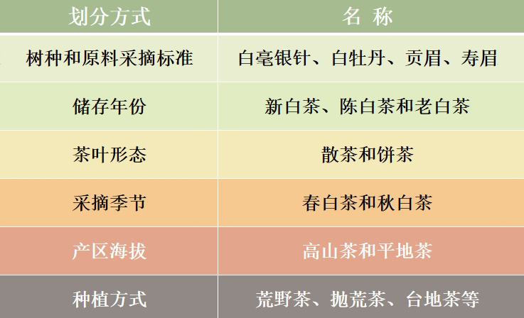 白茶的分类
